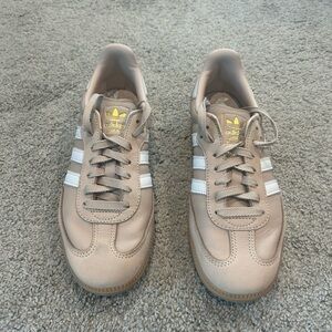 Adidas Beige Sneakers with White Stripes